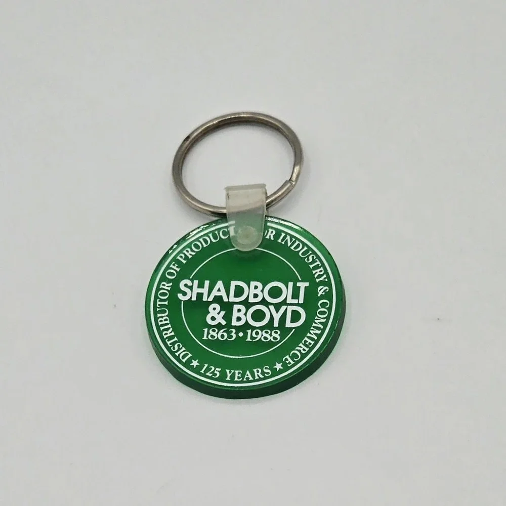 Vintage Shadbolt‎ & Boyd Company Advertising Anniversary Keychain Key Fob 1988